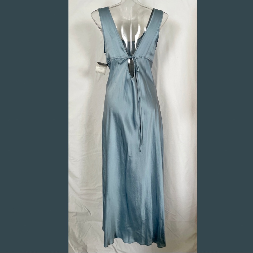 VALERIE STEVENS PURE 100% SILK STEEL BLUE BIAS CUT NIGHTGOWN L NWT - Picture 8 of 8